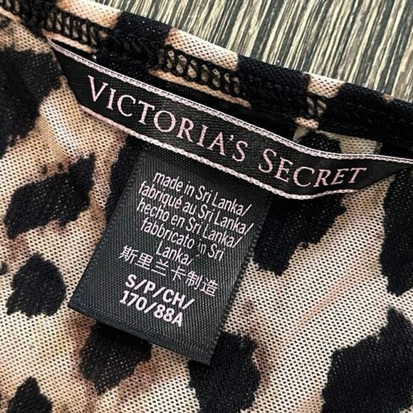 Victoria’s Secret Leopard Print Semi Sheer Mesh Top Long Sleeve Multicolor Sz S - Picture 3 of 4